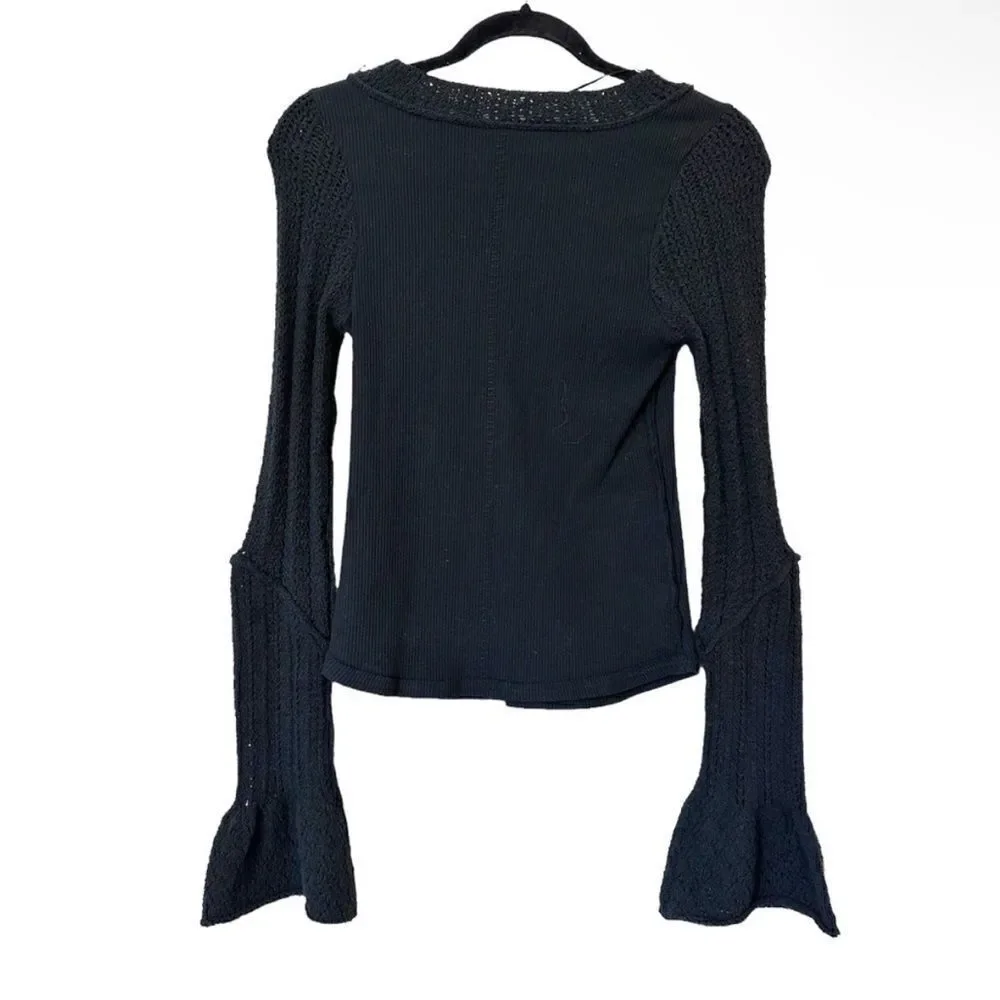 Free People NWT Cuffing Season Top in Black Size Large